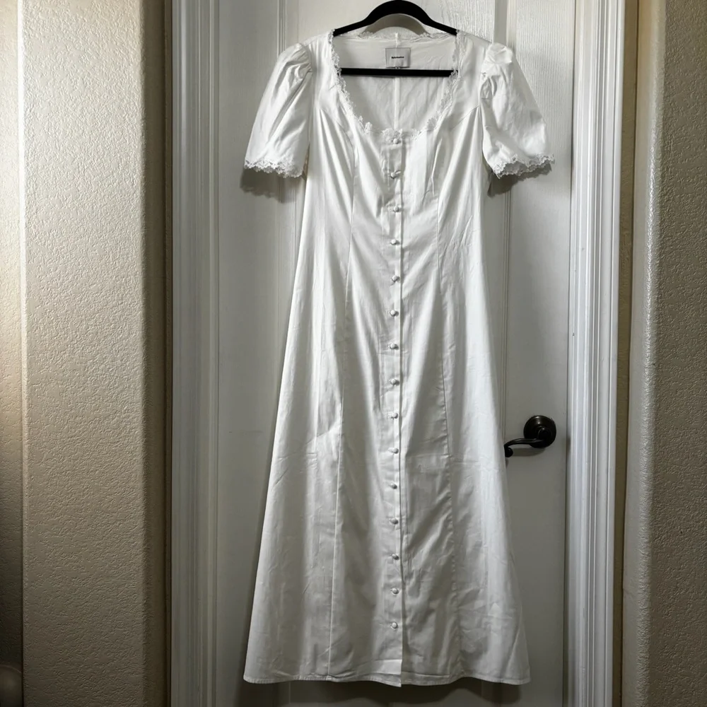 Reformation Alida Button Front Midi Dress White Size 6 - Picture 2 of 7